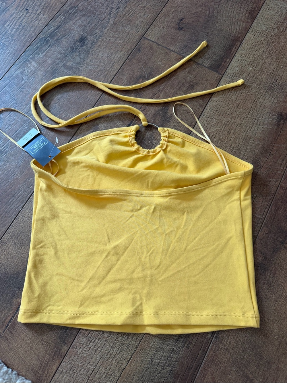 NWT Abercrombie & Fitch Yellow Halter Crop Top with Ring Detail - Women's Top